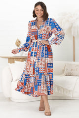 Thaya Maxi Dress - Collared Shirt Dress with Rope Belt in Odara Print