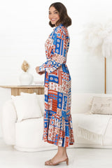 Thaya Maxi Dress - Collared Shirt Dress with Rope Belt in Odara Print