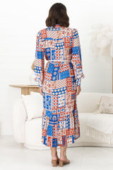 Thaya Maxi Dress - Collared Shirt Dress with Rope Belt in Odara Print