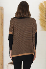 Dionne Jumper - Boxy Batwing Long Sleeve Jumper in Black