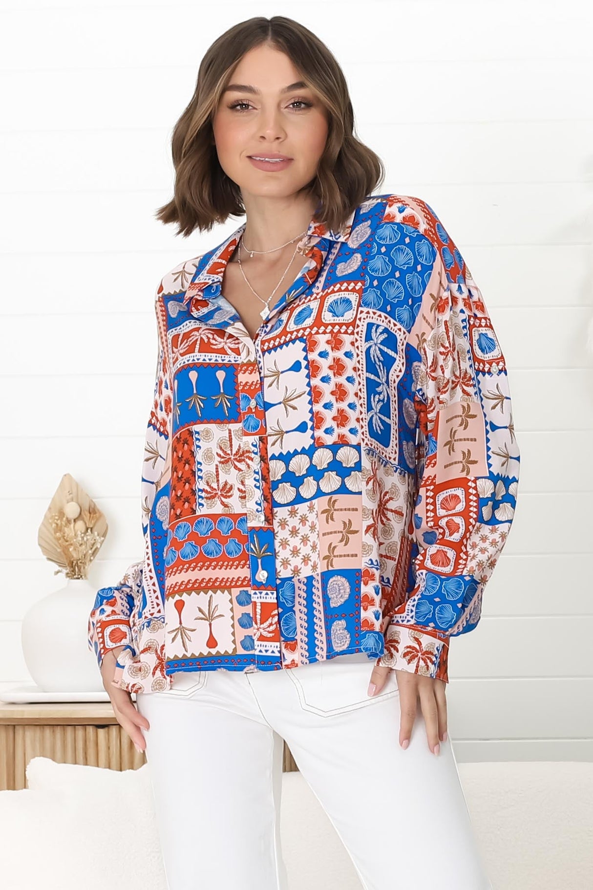 Billi Shirt  - Long Sleeve Button Down in Odara Print