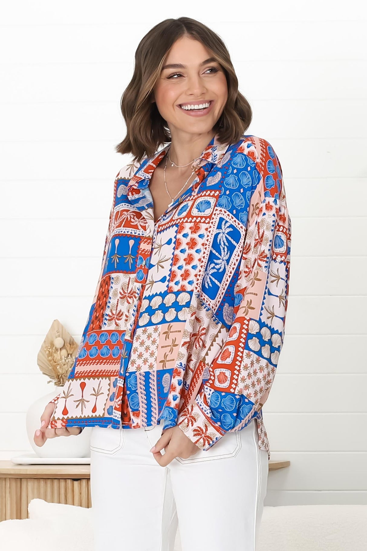 Billi Shirt  - Long Sleeve Button Down in Odara Print