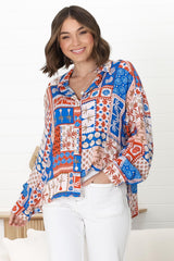 Billi Shirt  - Long Sleeve Button Down in Odara Print