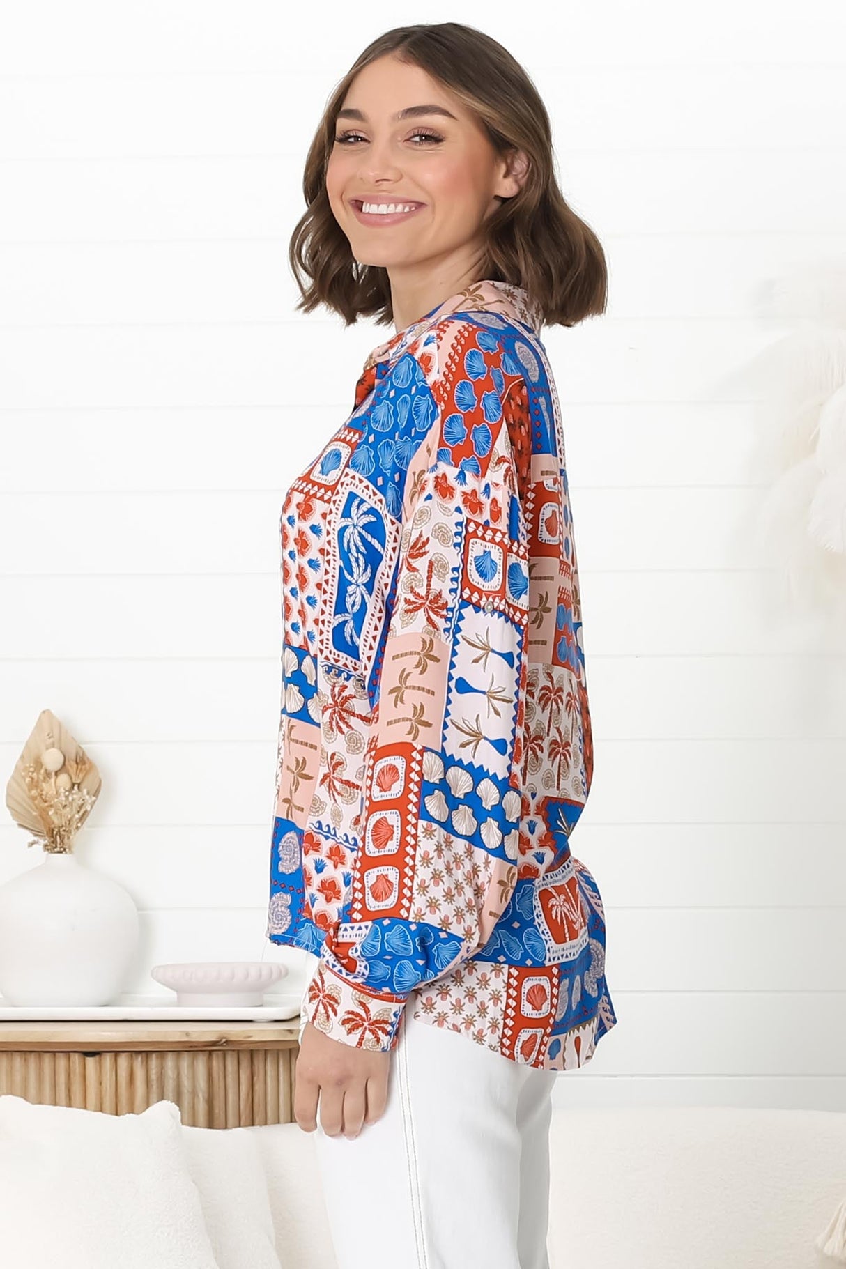 Billi Shirt  - Long Sleeve Button Down in Odara Print