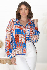 Billi Shirt  - Long Sleeve Button Down in Odara Print