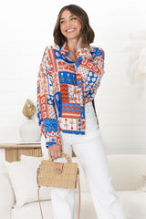 Billi Shirt  - Long Sleeve Button Down in Odara Print