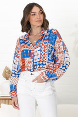 Billi Shirt  - Long Sleeve Button Down in Odara Print