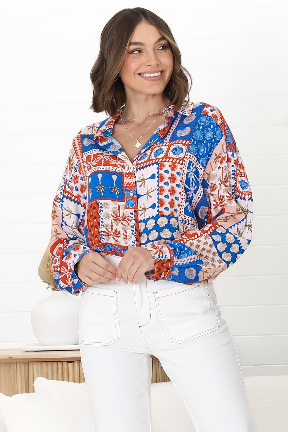 Billi Shirt  - Long Sleeve Button Down in Odara Print