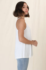 Adel Tank Top - Crew Neck Relaxed Tank Top in White