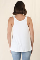 Adel Tank Top - Crew Neck Relaxed Tank Top in White