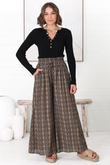 Noah Pants - Elasticated Waist Wide Leg Pant in Archie Print