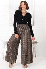 Noah Pants - Elasticated Waist Wide Leg Pant in Archie Print