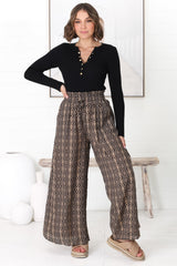 Noah Pants - Elasticated Waist Wide Leg Pant in Archie Print