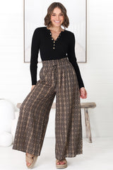 Noah Pants - Elasticated Waist Wide Leg Pant in Archie Print