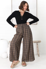 Noah Pants - Elasticated Waist Wide Leg Pant in Archie Print