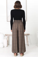 Noah Pants - Elasticated Waist Wide Leg Pant in Archie Print