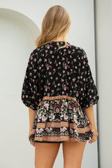 JAASE - Chloe Top: Very Oversized Crochet Trim Neckline Smock Top in Eternity Print