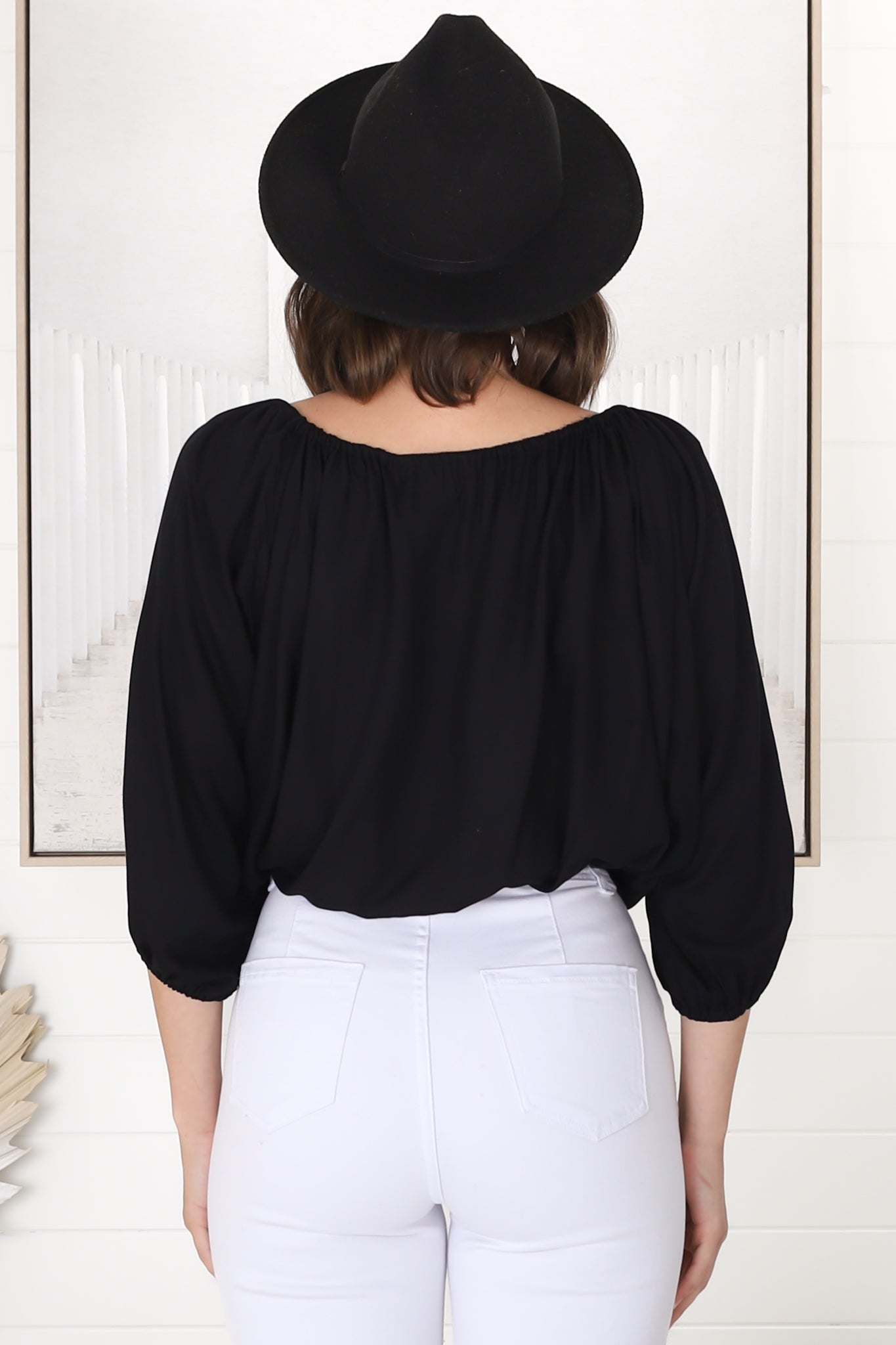 Thelma Top - Multiway Wear Pull In Neckline and Hemline Top in Black