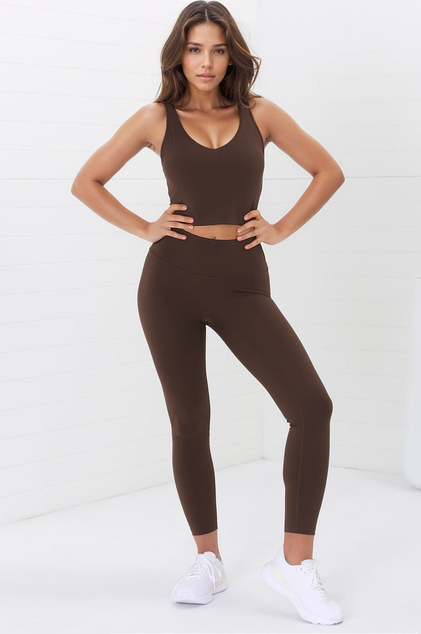 Axel Leggings - High Waisted Full Length Leggings in Chestnut