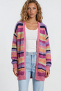 Model wearing Iggy Cardigan in Hot Pink Multi from Salty Crush