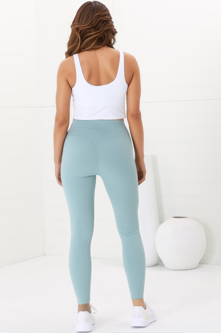 Axel Leggings - High Waisted Full Length Leggings in Frosted Green