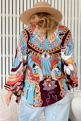 JAASE - Imogen Blouse: Mandarin Collar Button Down Blouse in Wild Hearts Print