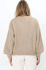 Indie Cardigan Set - Knit Top and Button Down Cardigan Set in Taupe