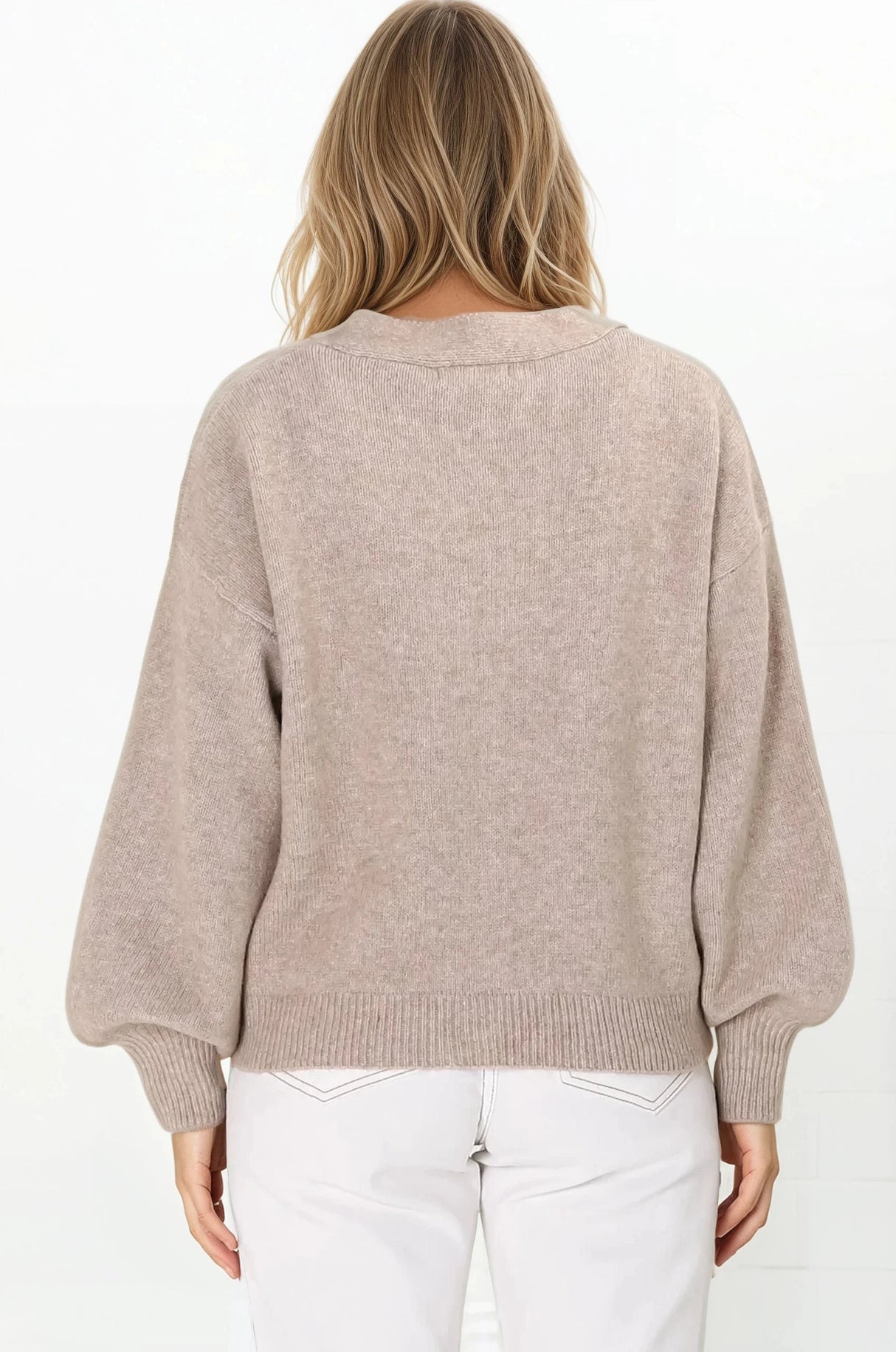 Indie Cardigan Set - Knit Top and Button Down Cardigan Set in Taupe