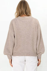 Indie Cardigan Set - Knit Top and Button Down Cardigan Set in Taupe