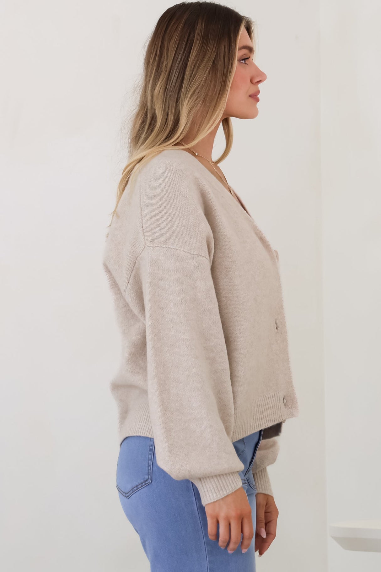 Indie Cardigan Set - Knit Top and Button Down Cardigan Set in Beige