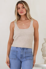 Indie Cardigan Set - Knit Top and Button Down Cardigan Set in Beige