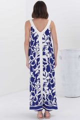 Ita Maxi Dress - Thick Strap V Neckline Sun Dress in Oceania Print