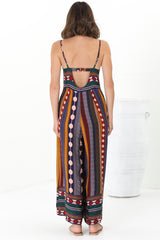 JAASE - Aztec Print Jumpsuit: Adjustable Strap Wide Leg Jumpsuit