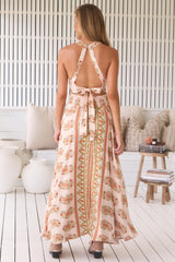 JAASE - Endless Maxi Dress: Halter Crochet Detailed Dress in Heirloom Print