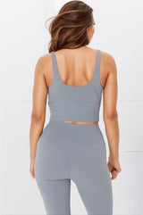 Axel Sports Crop - Waist Length In-Built Support Sports Top in Light Grey