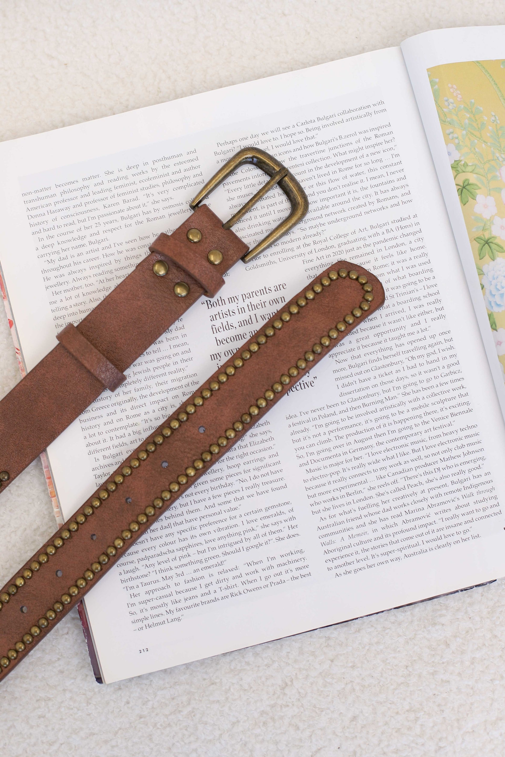 Jace PU Leather Gold Buckle Studded Belt