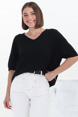 Jacinta Knit Top - Relaxed Fit Top in Black