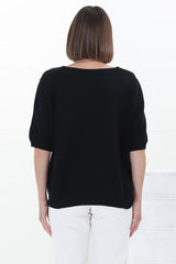 Jacinta Knit Top - Relaxed Fit Top in Black