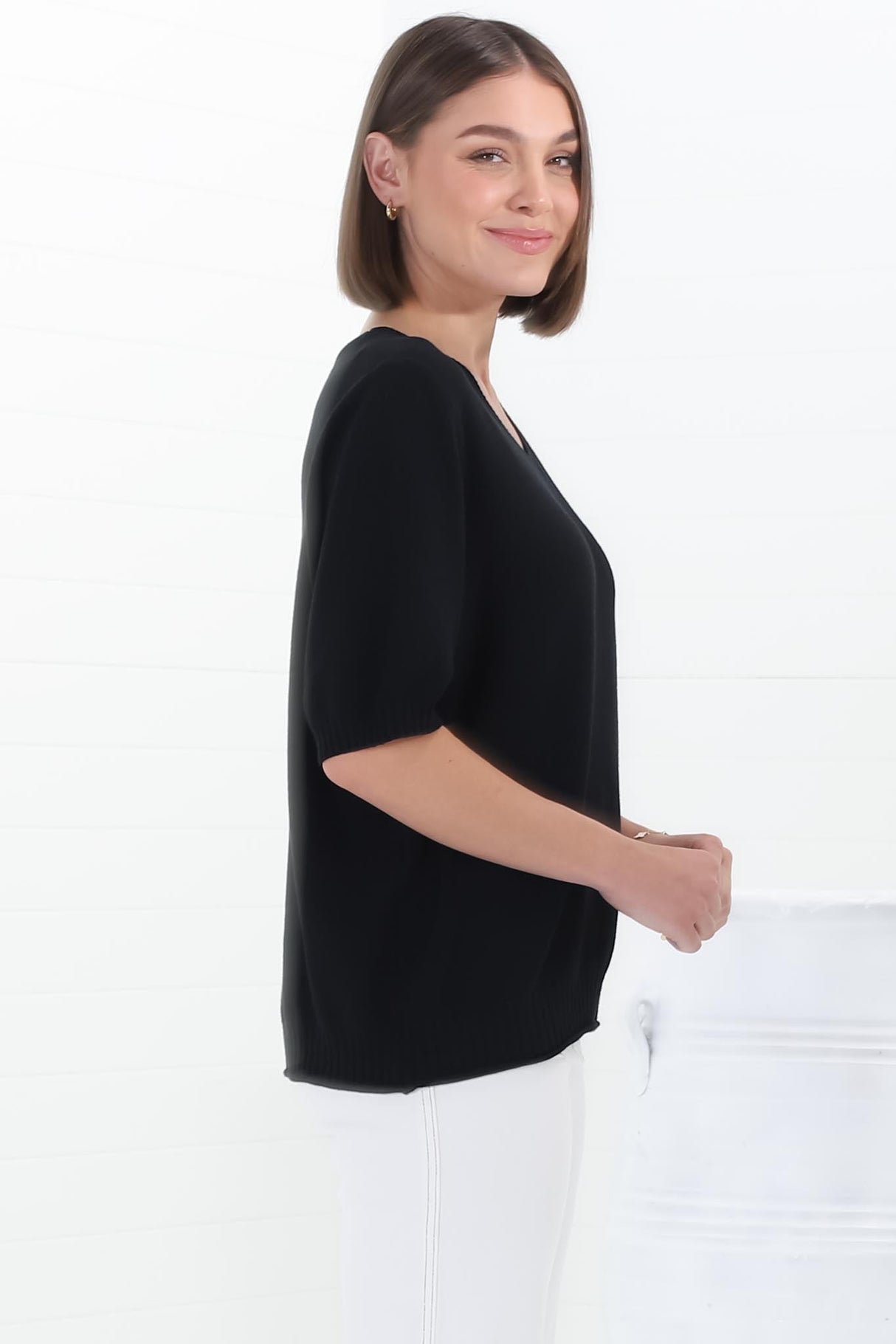 Jacinta Knit Top - Relaxed Fit Top in Black