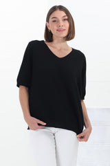 Jacinta Knit Top - Relaxed Fit Top in Black