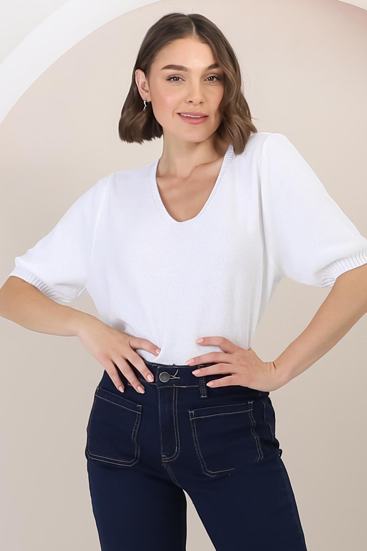 Jacinta Knit Top - Relaxed Fit Top in White