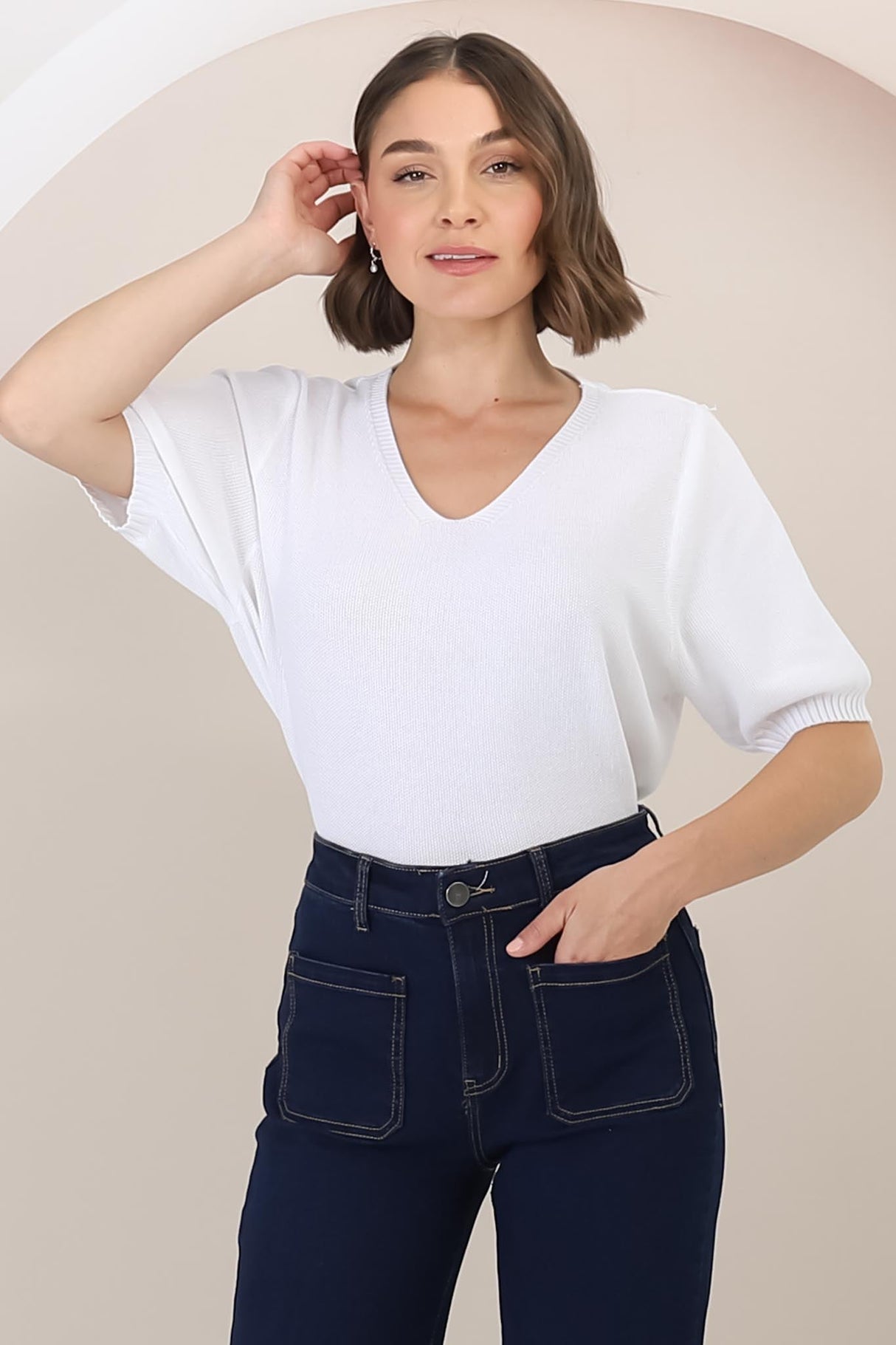 Jacinta Knit Top - Relaxed Fit Top in White