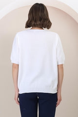 Jacinta Knit Top - Relaxed Fit Top in White