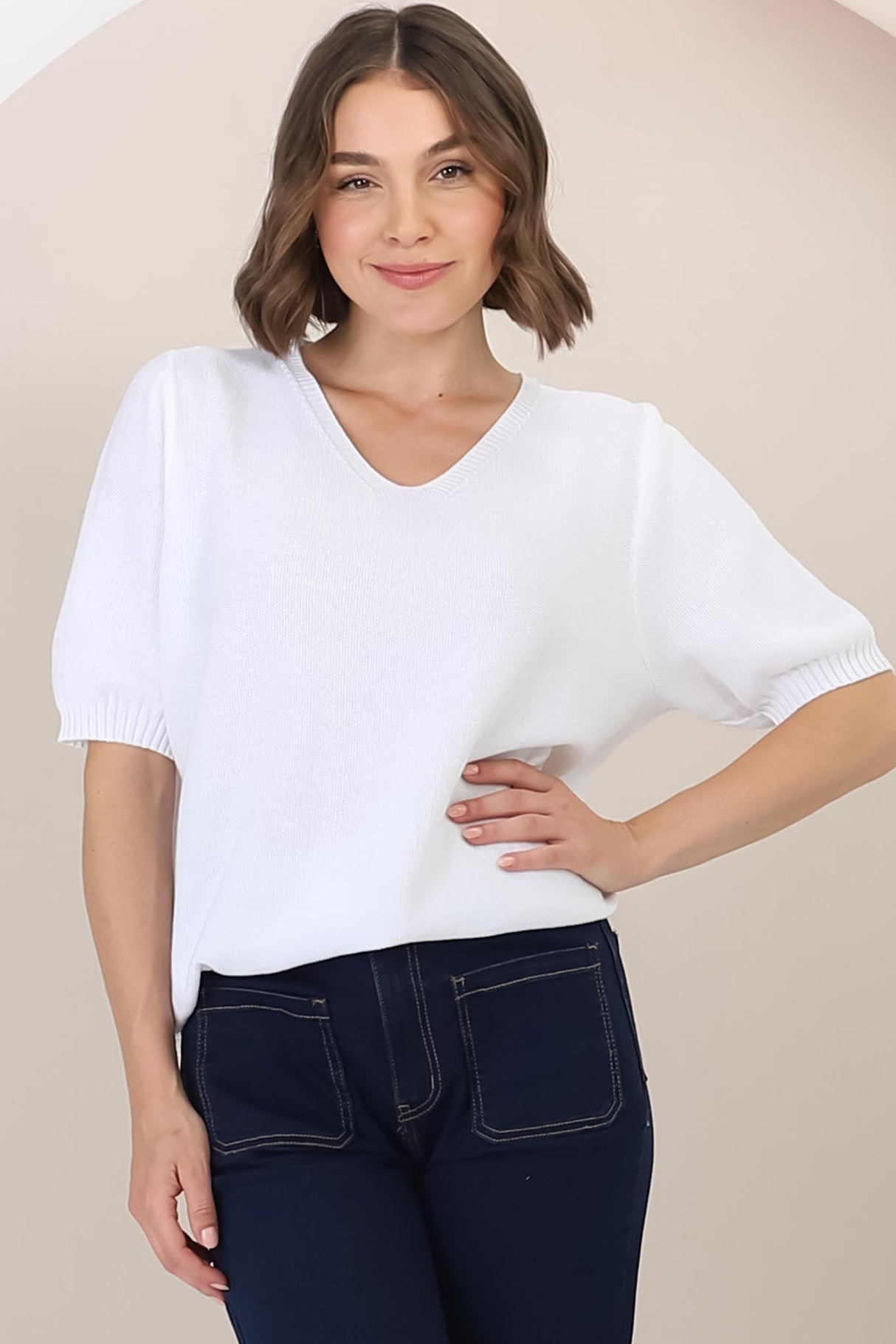 Jacinta Knit Top - Relaxed Fit Top in White