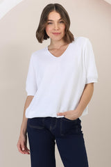 Jacinta Knit Top - Relaxed Fit Top in White