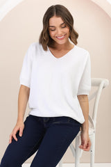 Jacinta Knit Top - Relaxed Fit Top in White