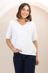 Jacinta Knit Top - Relaxed Fit Top in White