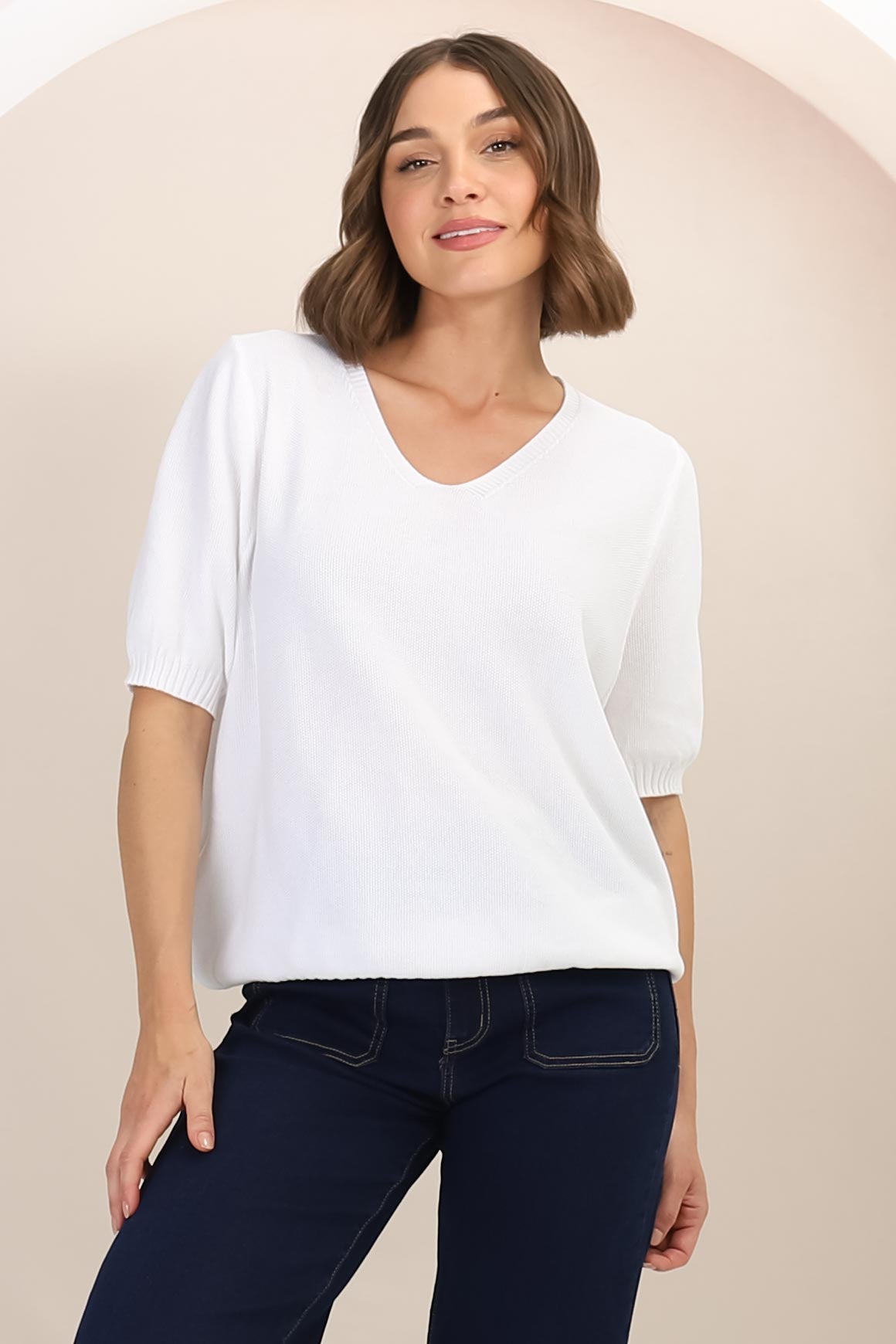 Jacinta Knit Top - Relaxed Fit Top in White