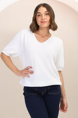 Jacinta Knit Top - Relaxed Fit Top in White