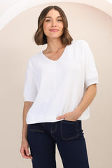 Jacinta Knit Top - Relaxed Fit Top in White